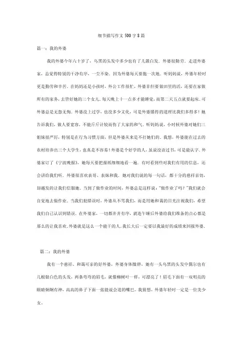 细节描写作文500字8篇