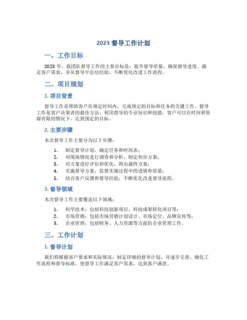 2023督导工作计划