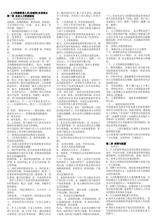 人力资源管理人员逐章要点小页