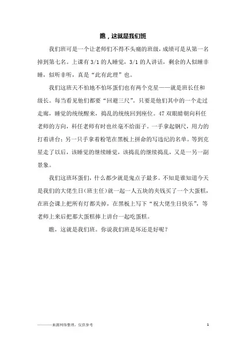 瞧,这就是我们班_初二作文