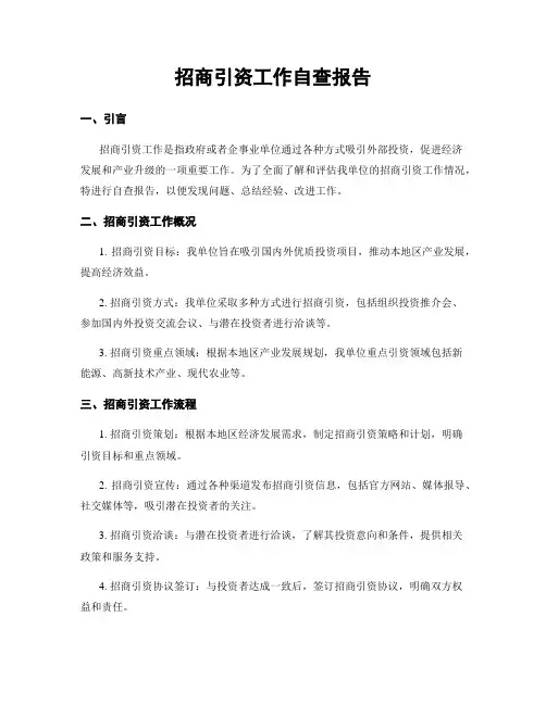 招商引资工作自查报告