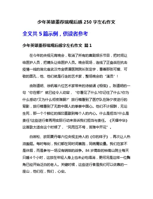 少年英雄董荐瑞观后感250字左右作文