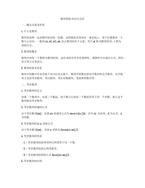 数列基础 知识点总结