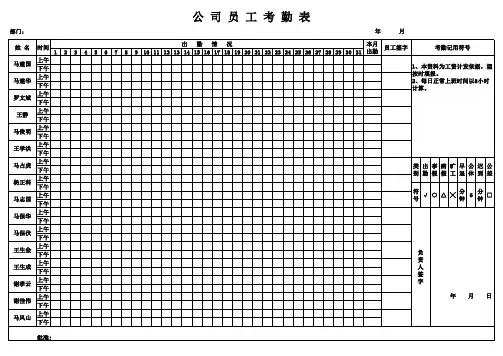 员工考勤表标准模板 3