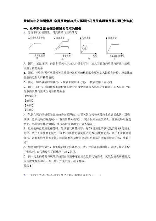 最新初中化学图像题 金属及酸碱盐反应解题技巧及经典题型及练习题(含答案)