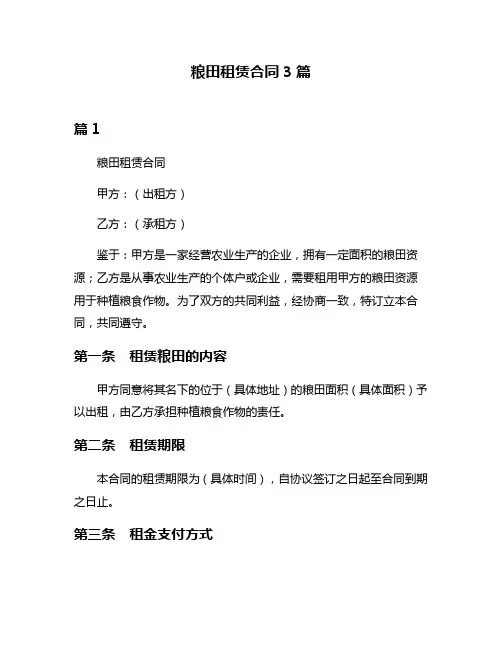 粮田租赁合同3篇
