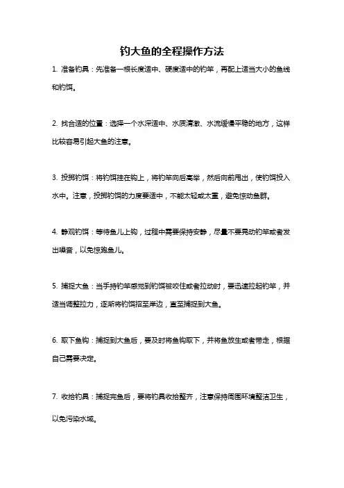 钓大鱼的全程操作方法