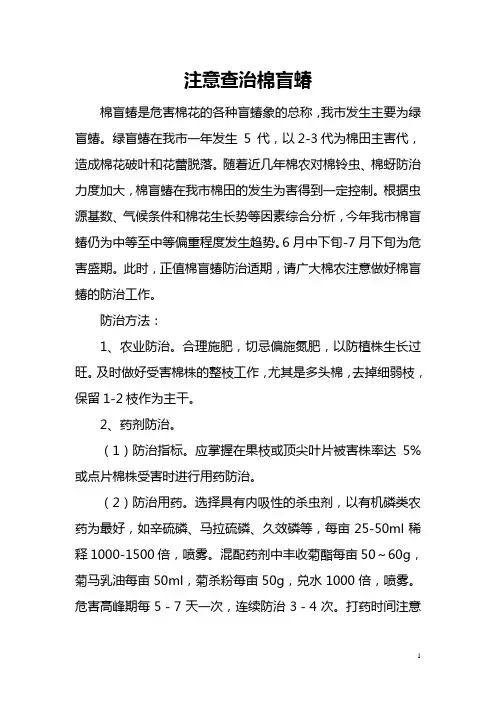 注意查治棉盲蝽