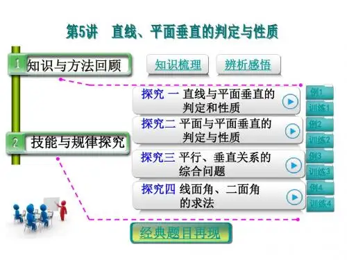 人教A版高考数学理科第一轮复习课件7.5直线、平面垂直的判定与性质