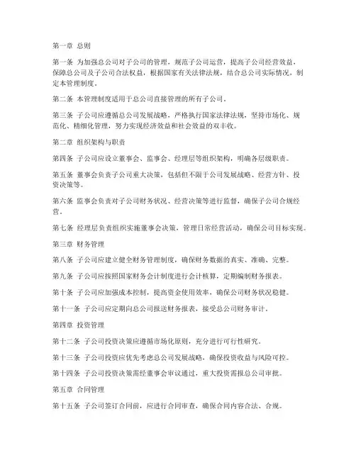 总公司给子公司的管理制度