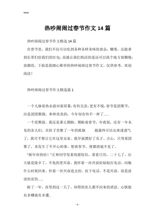 热热闹闹过春节作文14篇