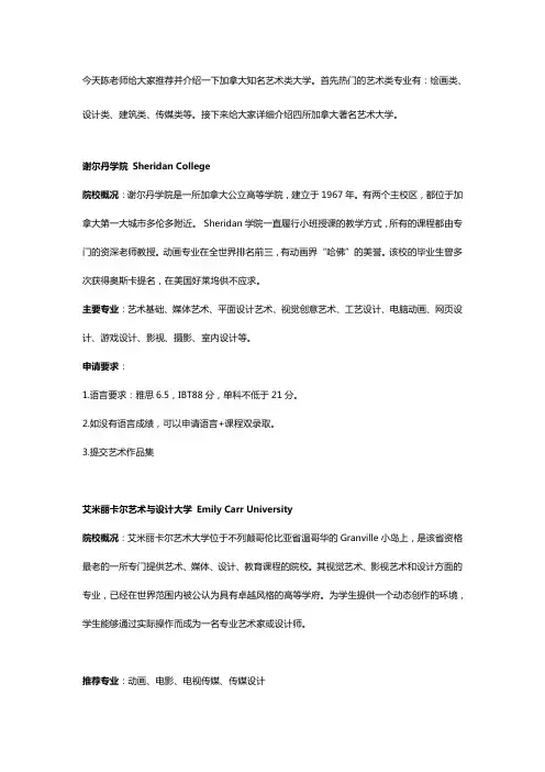 加拿大艺术类大学