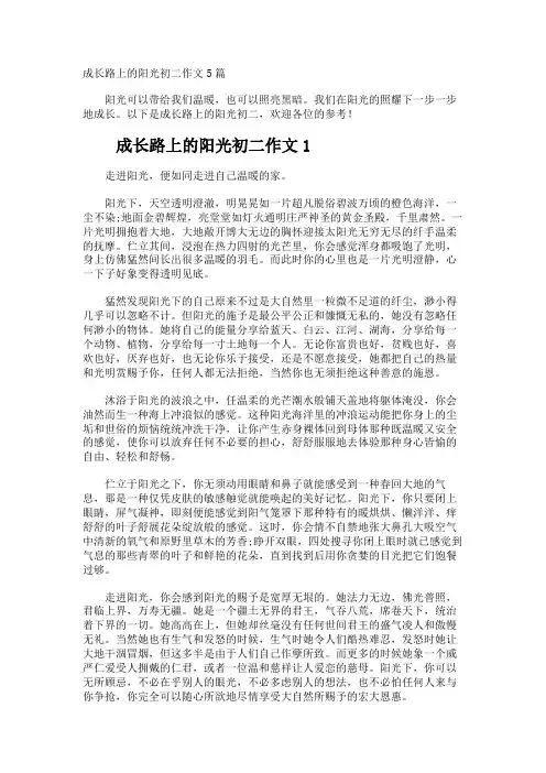 成长路上的阳光初二作文