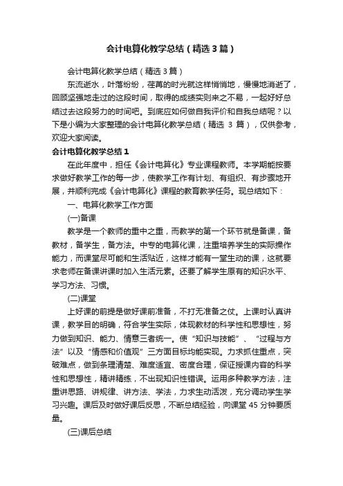 会计电算化教学总结（精选3篇）