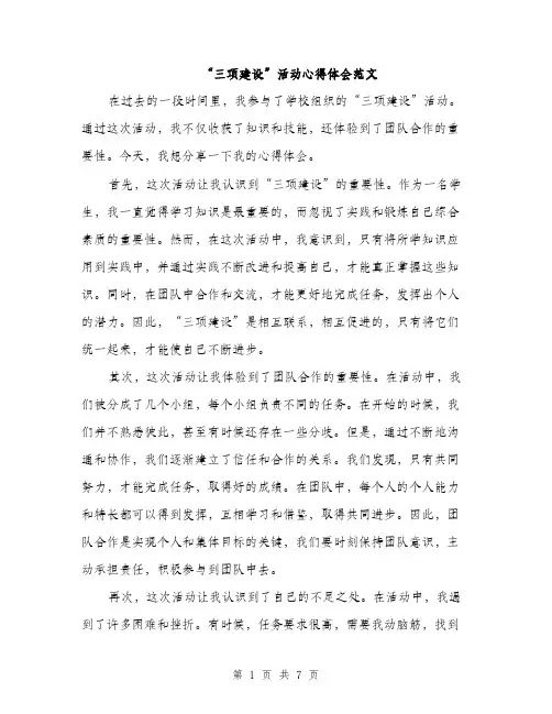 “三项建设”活动心得体会范文