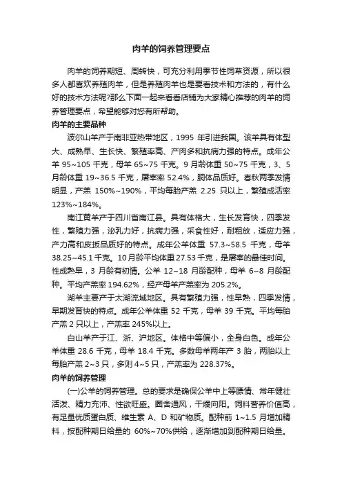 肉羊的饲养管理要点