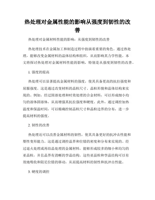 热处理对金属性能的影响从强度到韧性的改善