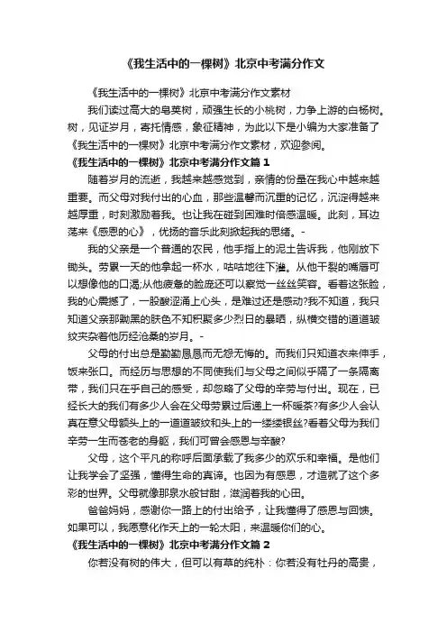 《我生活中的一棵树》北京中考满分作文
