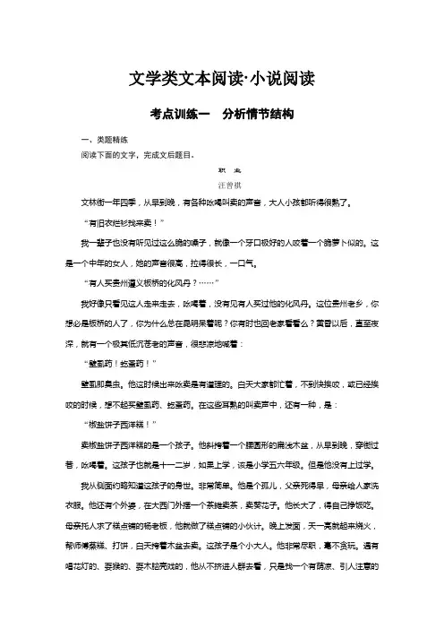 文学类文本阅读  小说阅读  考点训练一