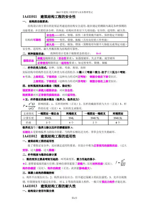 2015建筑实务整理笔记