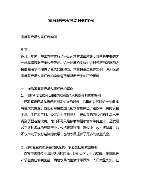 家庭联产承包责任制实例