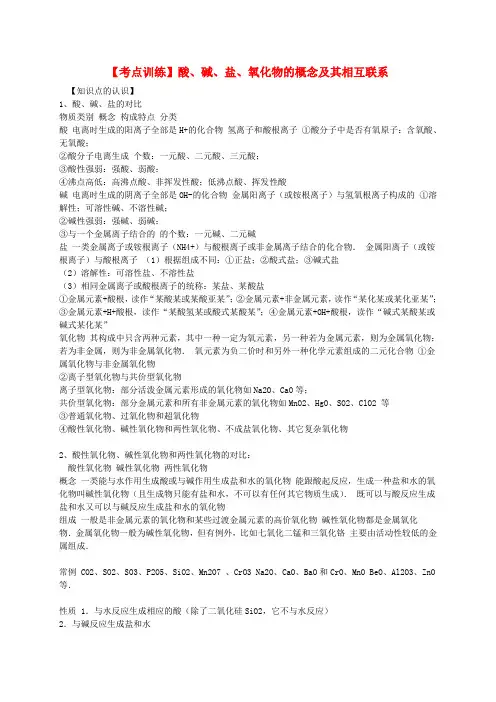 高考化学一轮复习真题考点集训 酸、碱、盐、氧化物的概念及其相互联系(含解析)