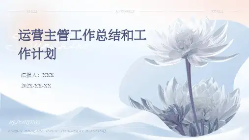 运营主管工作总结和工作计划PPT