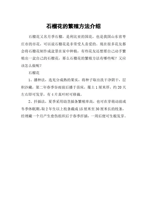 石榴花的繁殖方法介绍