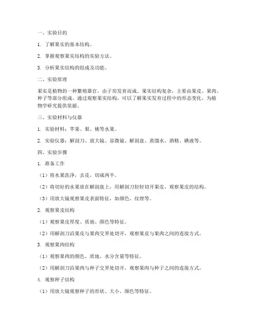 观察果实结构实验报告