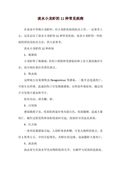 淡水小龙虾的11种常见疾病