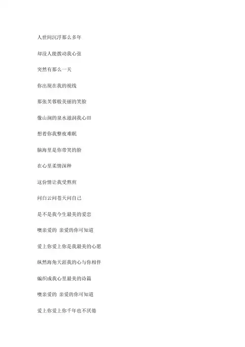 追寻今生的爱恋文本歌词