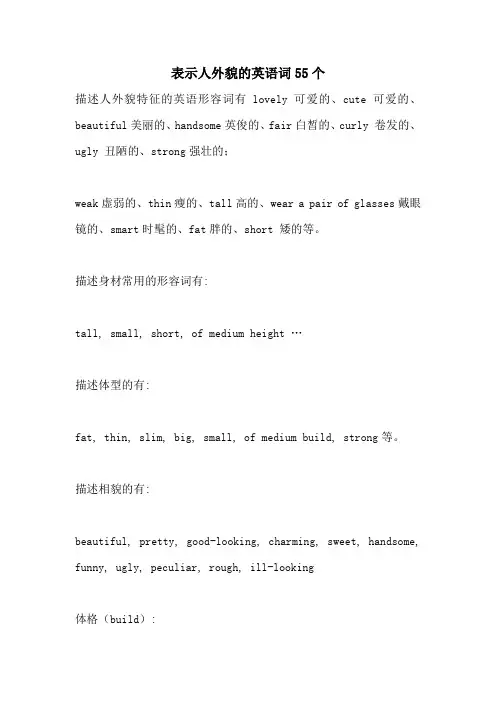 表示人外貌的英语词55个
