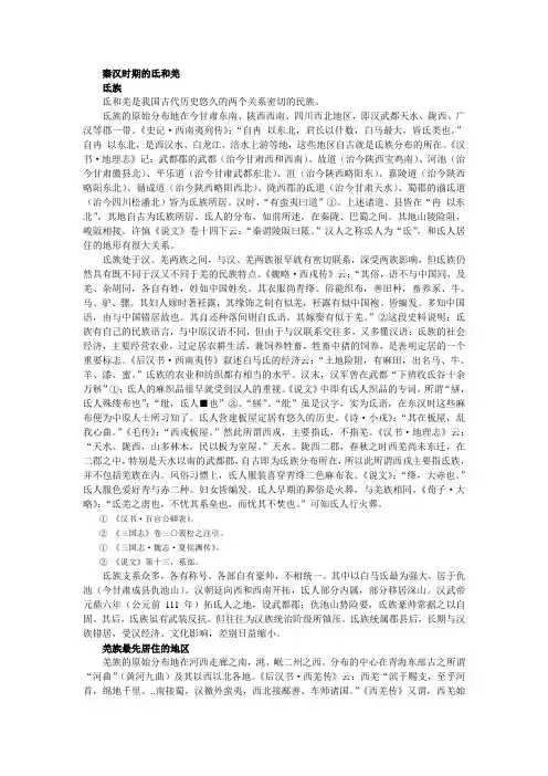 秦汉时期的氐和羌