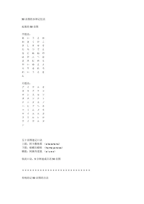50音平假名片假名趣味记忆