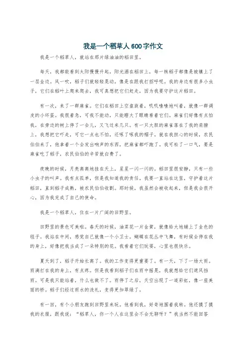 我是一个稻草人600字作文