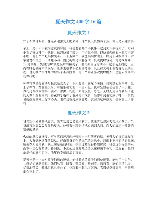 夏天作文400字16篇