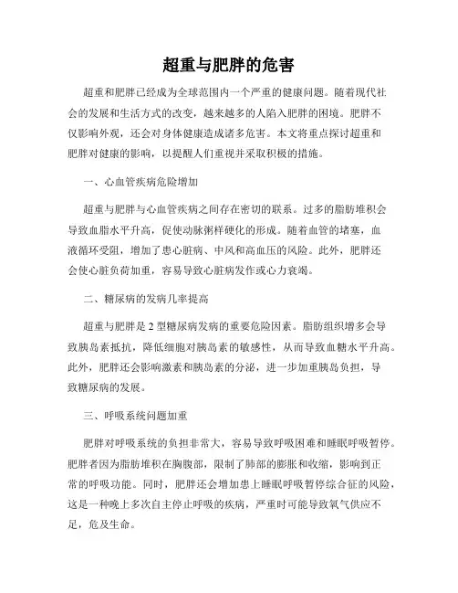 超重与肥胖的危害