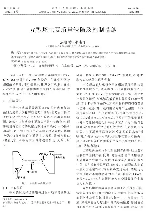 异型坯主要质量缺陷及控制措施