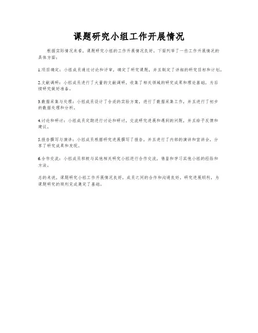 课题研究小组工作开展情况