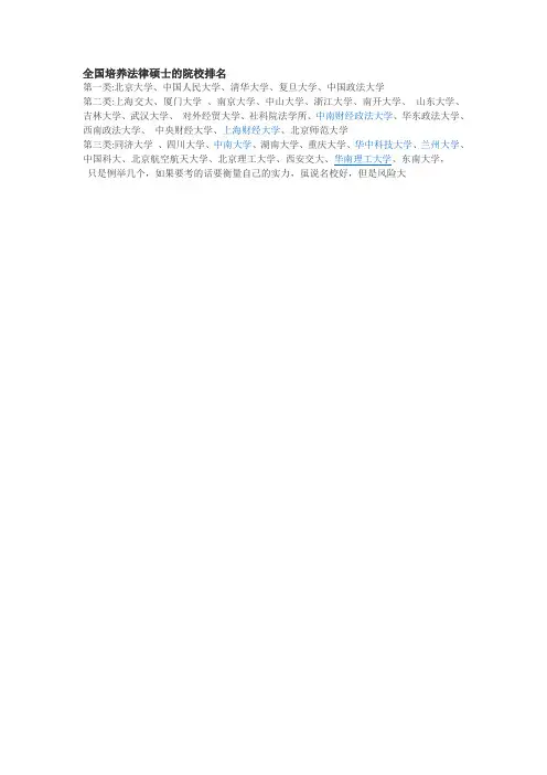 全国培养法律硕士的院校排名