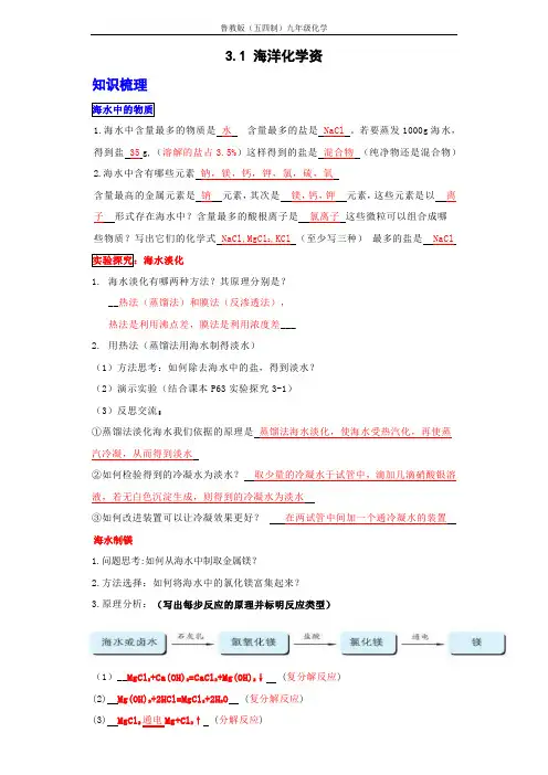 【同步专题】2022-2023学年鲁教版(五四制)化学九年级全册 3