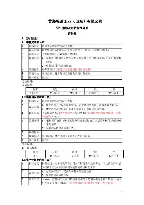 饼粕销售部考核050511
