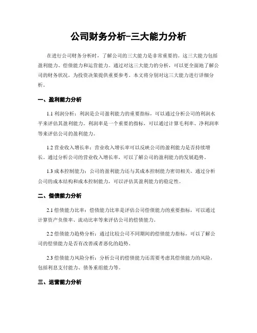 公司财务分析-三大能力分析