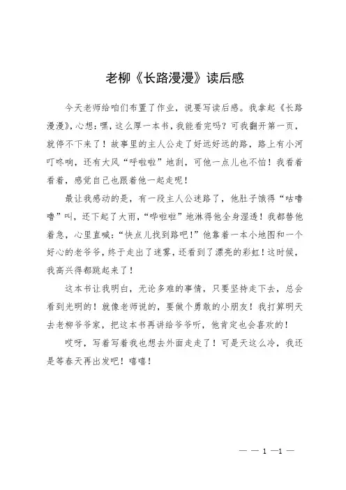 老柳《长路漫漫》读后感