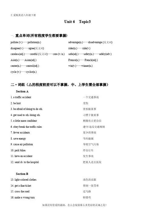 仁爱英语八年级下册Unit6 Topic3 讲义