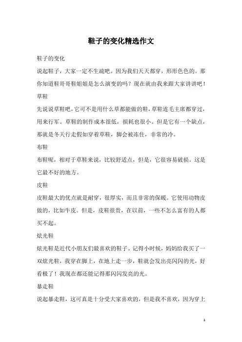 鞋子的变化精选作文
