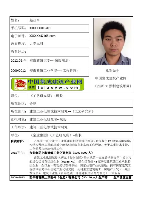 行业专家简历模板