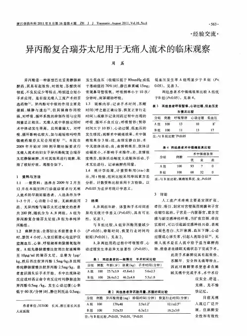 异丙酚复合瑞芬太尼用于无痛人流术的临床观察