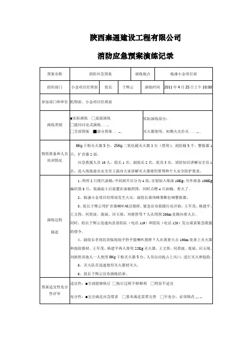 消防应急预案演练记录