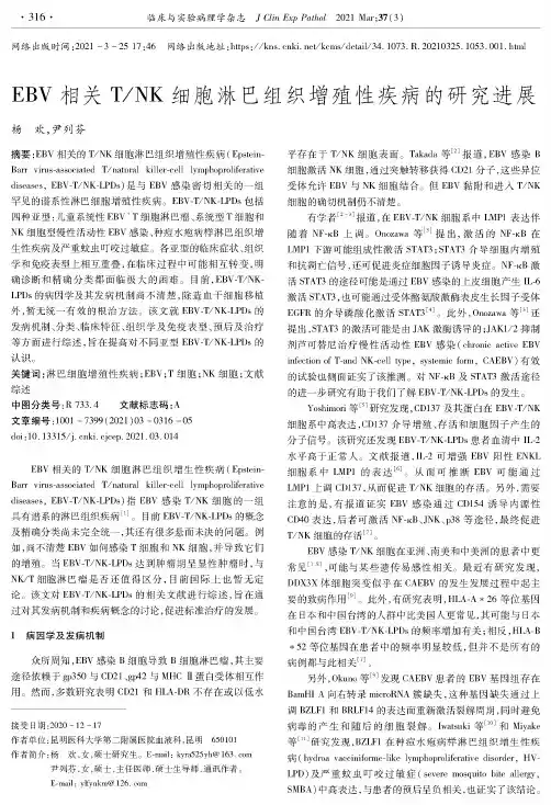 EBV相关TNK细胞淋巴组织增殖性疾病的研究进展